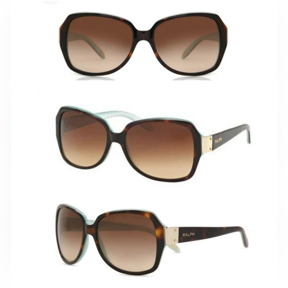 Ralph Lauren Accessories - NEW [Ralph Lauren] Havana Square Sunglasses Tortoise & Aquamarine/Gradient Brown